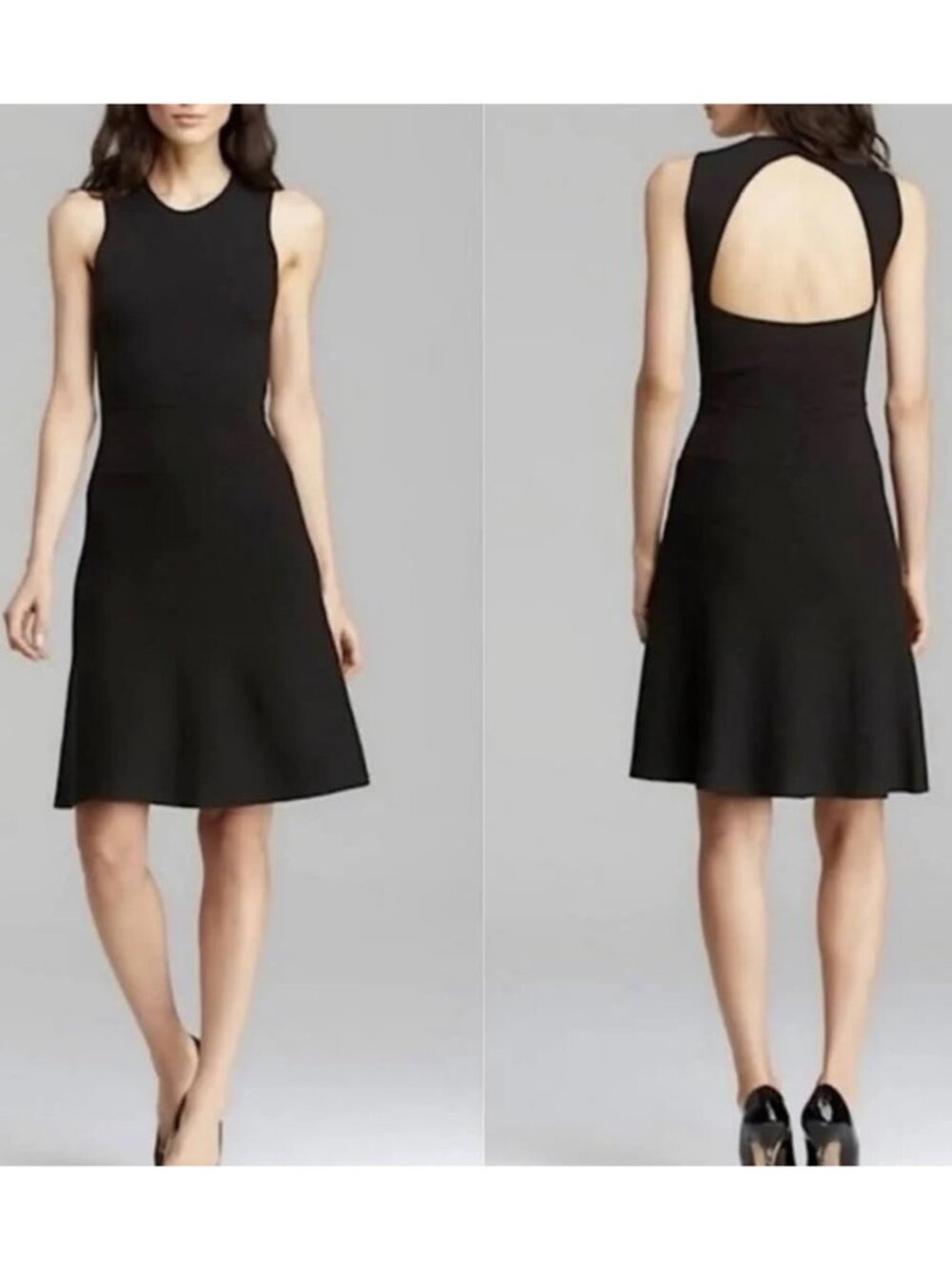 Theory Prosecco Knit Sleeveless Flared Dress - Black - Size Medium